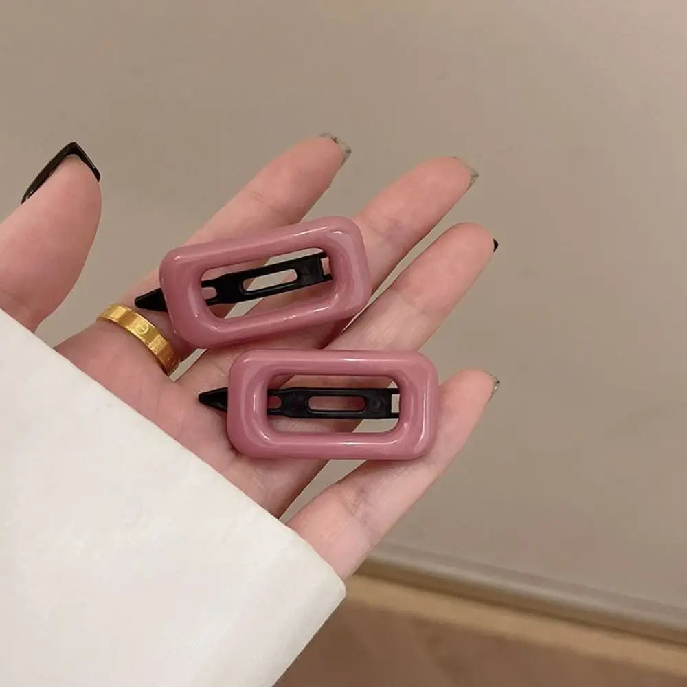 1Pair Korean Style Hair Clips Simple All Match Light Weight Hairgrips Morandi Color Square Hair Barrettes Hair Accessories