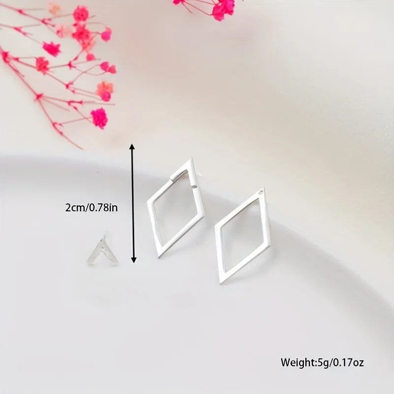Geometric Rhombus Double Layer Combination Design Earrings For Women Simple Fashion Daily Accessory Party Jewelry Birthday Gifts