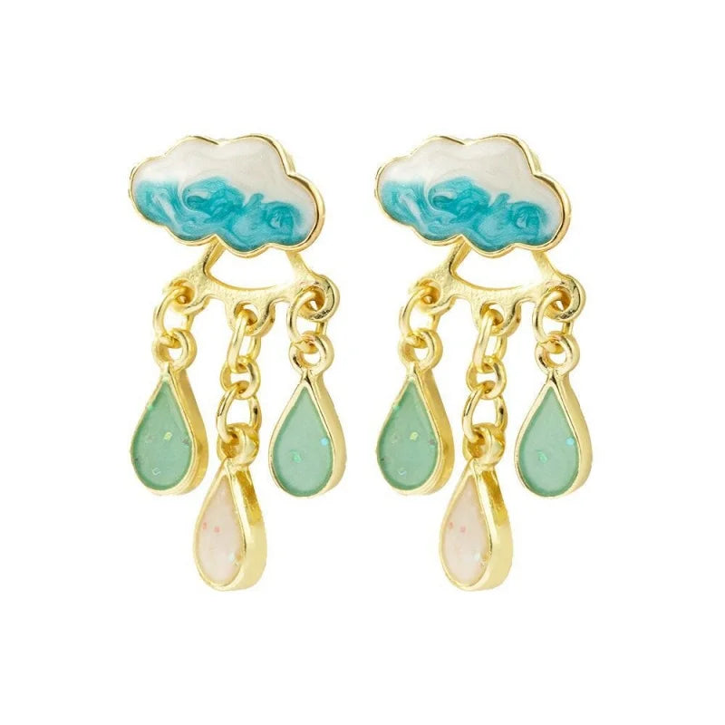 New Korean Cute Cloud Blue Rain Lightning Drop Dangle Earrings for Women Sweet White Charming Fun Jewelry Cloud Simple Jewelry