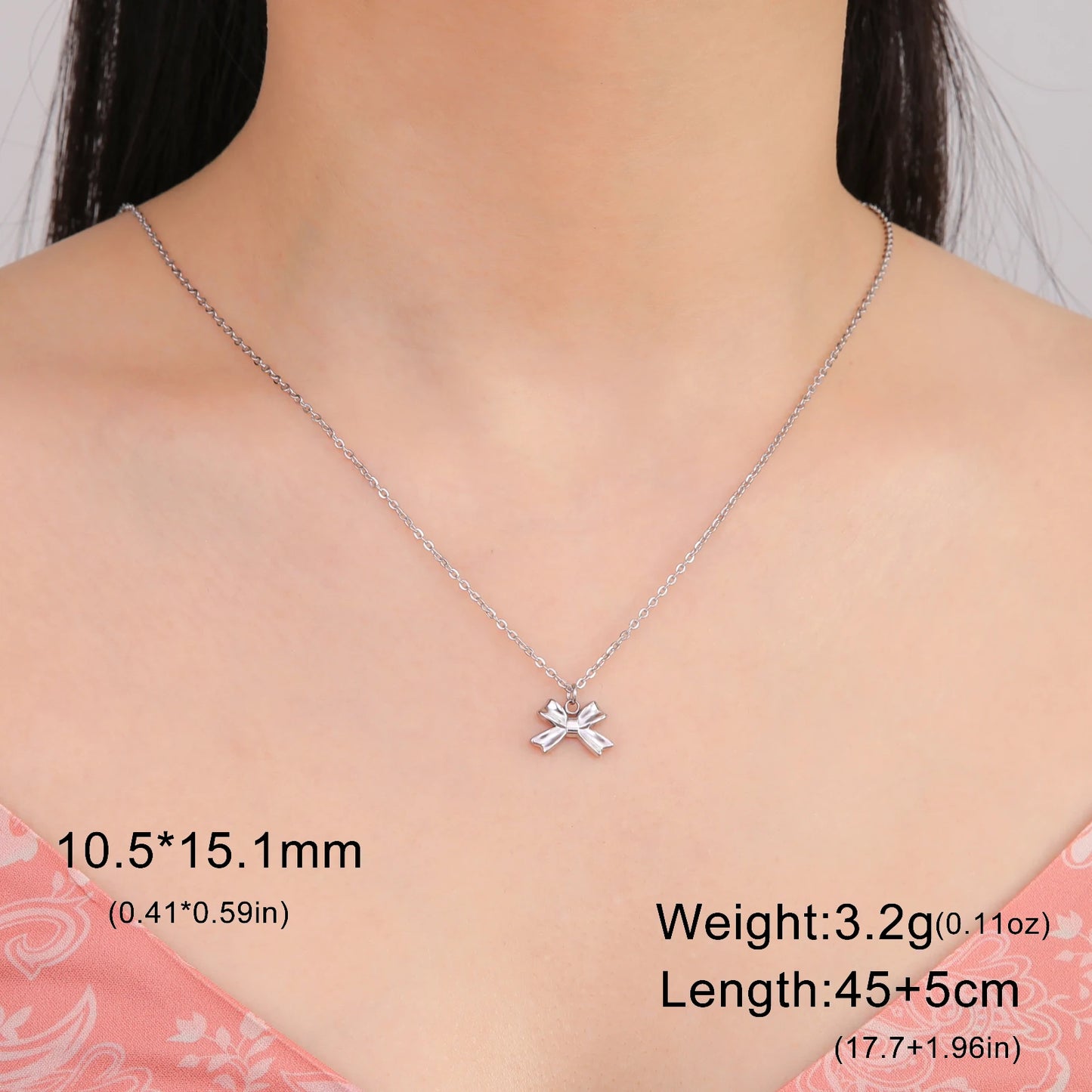 Romantic Bowknot Necklace – Korean Kpop Stainless Steel Choker for Women