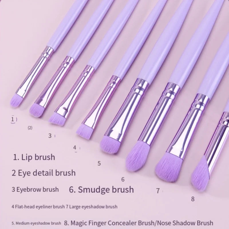 8pcs/sets Eye Makeup Brushes Professiona Soft Hair Cosmetic Concealer Eyeshadow Kabuki Blending Tools Eyebrow Eye Detail Brush
