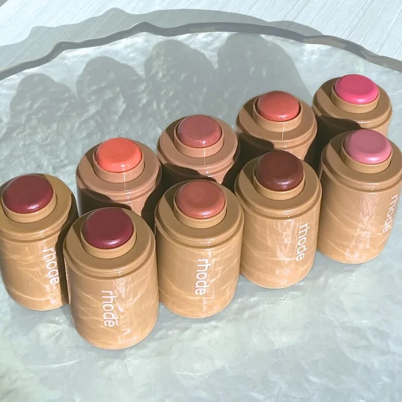 Rhodee Blusher Rouge Powder Pocket Blush Lip Gloss Cheek Hydrating Stick Natural Cream Lipstick Cheek Easy Apply Color Makeup