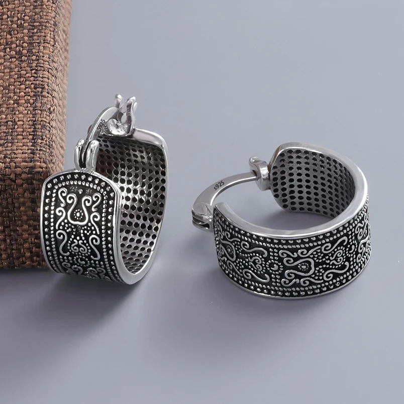VENTFILLE 925 Sterling Silver Star & Moon Hoop Earrings for Women