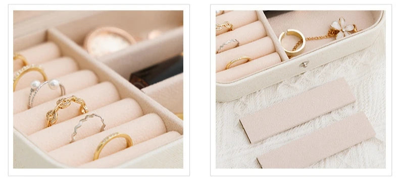 Portable Storage Jewellery Box Simple Design Travel Display Jewellery Bracelet Jewellery Earring Leather Button Jewellery Box