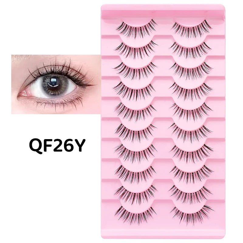 DINGSEN 10Pairs Clear Band Anime Natural False Eyelashes Manga Lashes False Eyelashes Korean Makeup Wholesale Fake Eyelashes