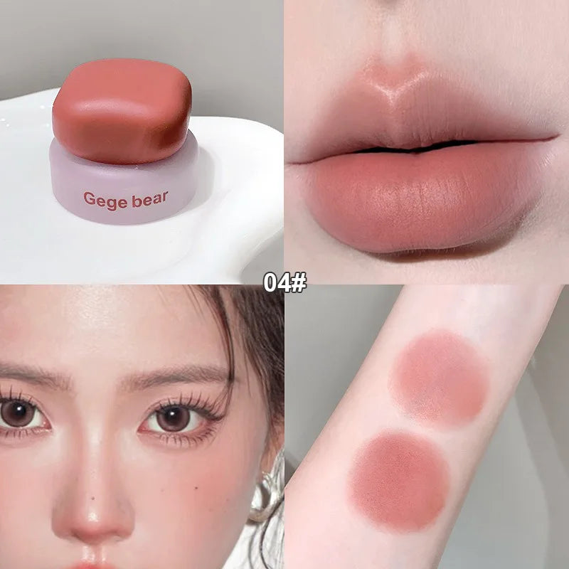 Matte Velvet Mist Cheek Lip Mud Natural Nude Multi-purpose Blush Orange Brown Solid Lip Gloss Tint Lasting Shading Korean Makeup