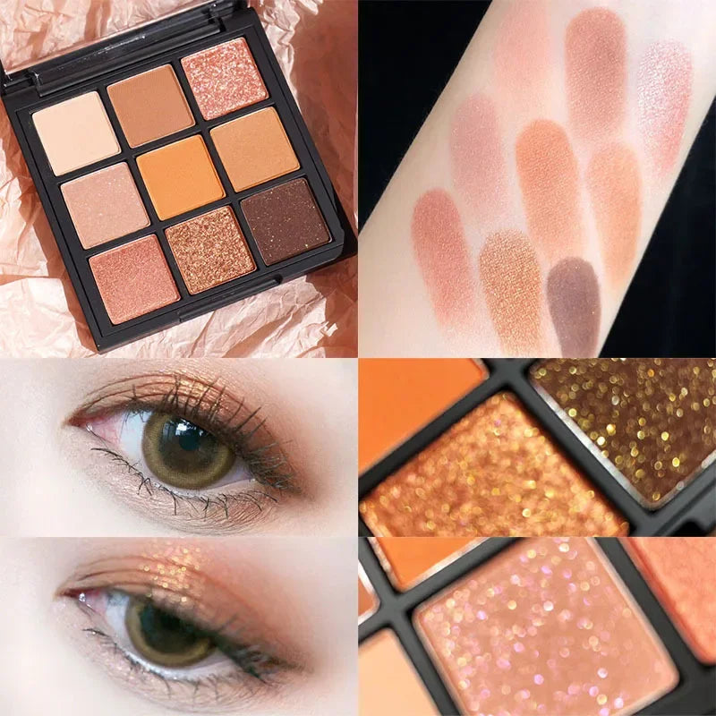 9-Color Eye Shadow Palette Glitter Pearly Eyeshadow Palette Nude Long Lasting Korean Charming Eyes Make Up Palette Cosmetics