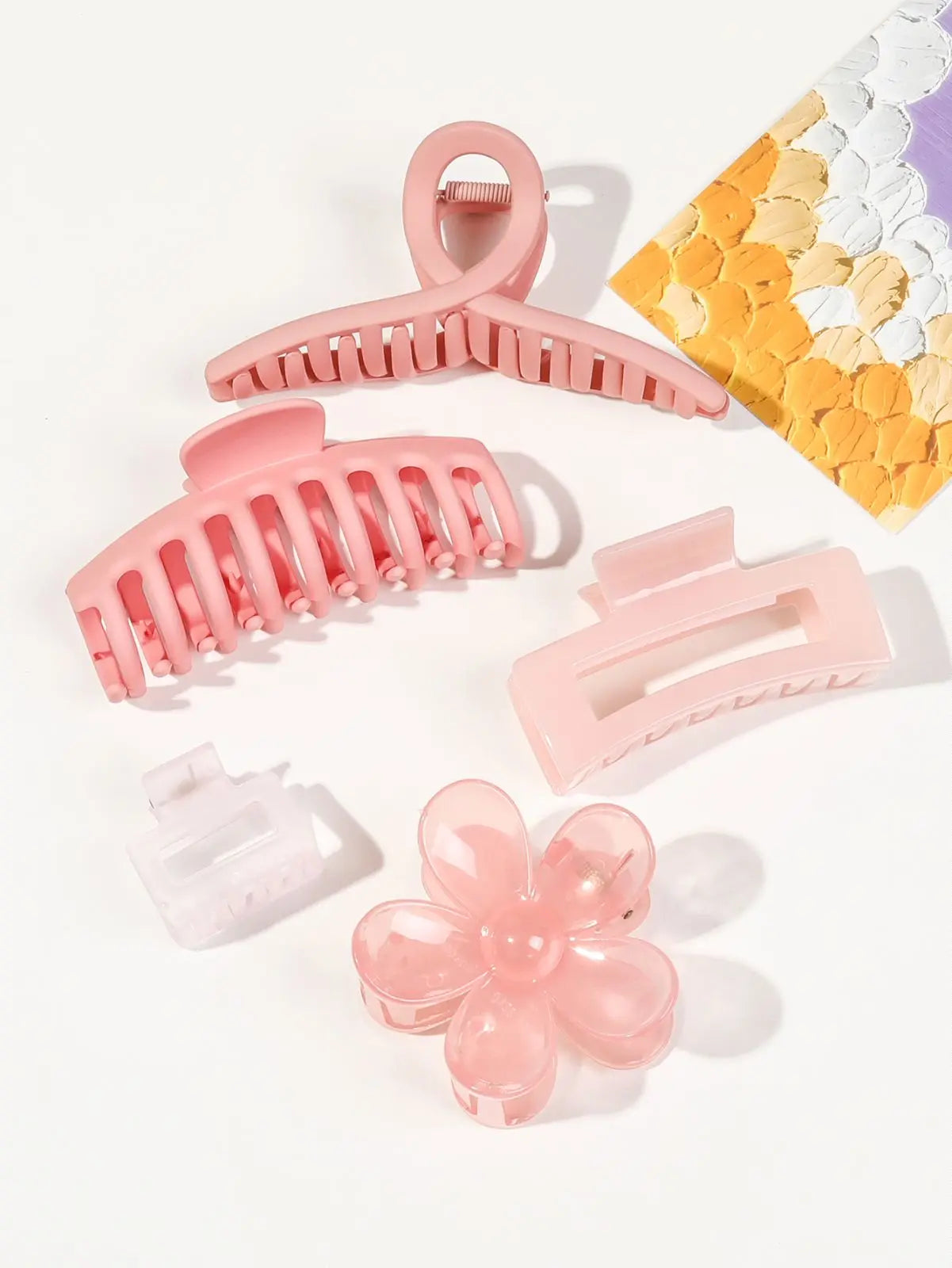 5 Pcs Mixed Colors And Shapes Big Hair Claw Clips for Women Girls Thin Thick Curly Hair, Strong Hold Jaw Clips.