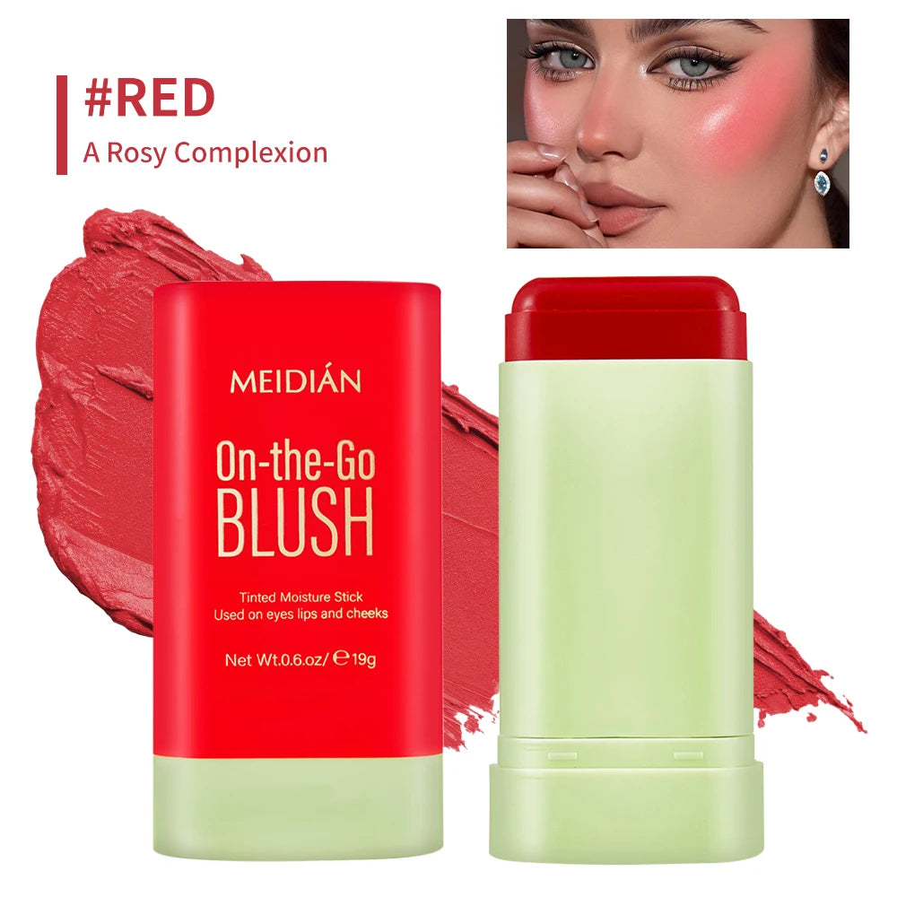 1pc Face Blush Cream Stick Korean Makeup Cosmetic Waterproof Long Lasting Lipstick Red Matte Blush Stick  Makeup Cream Blush