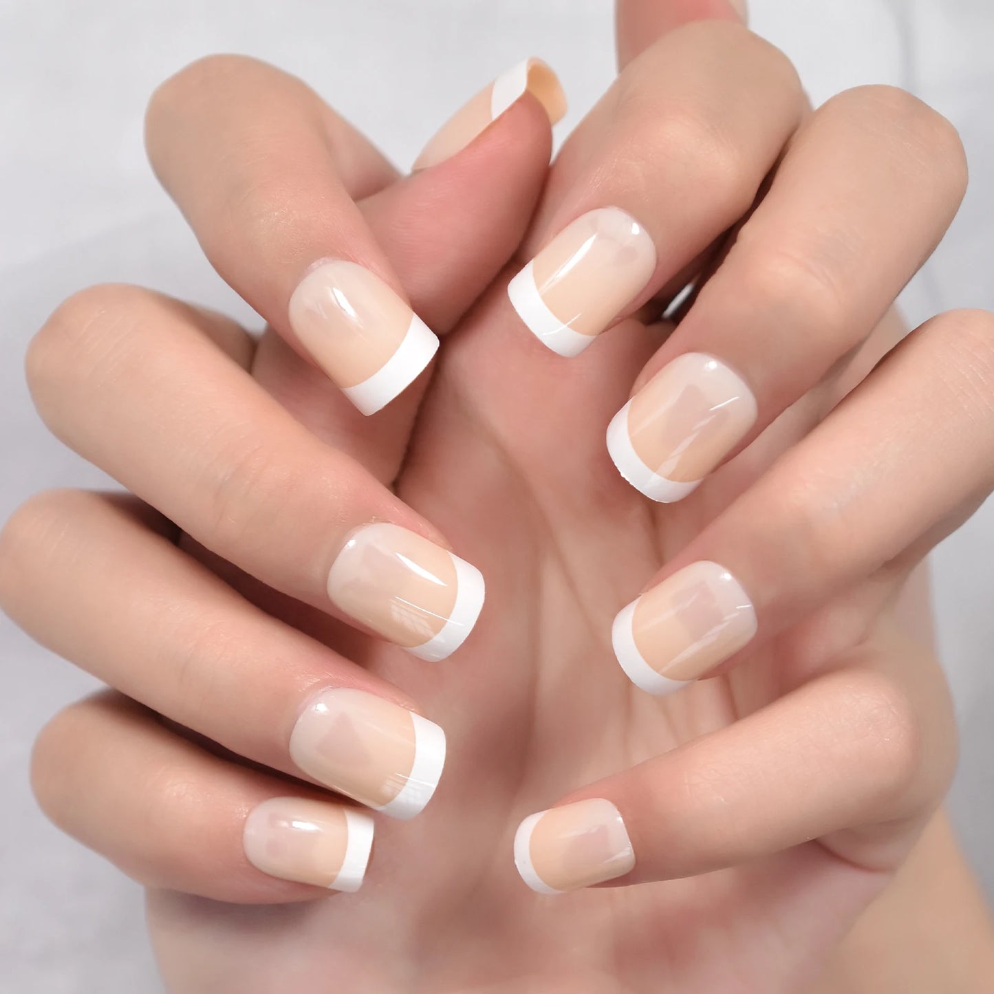 French Style Fake Nails Natural Nude White Tip Glossy Press On Fingernails Nails Art Manicure Set Beauty Many Style for Choose