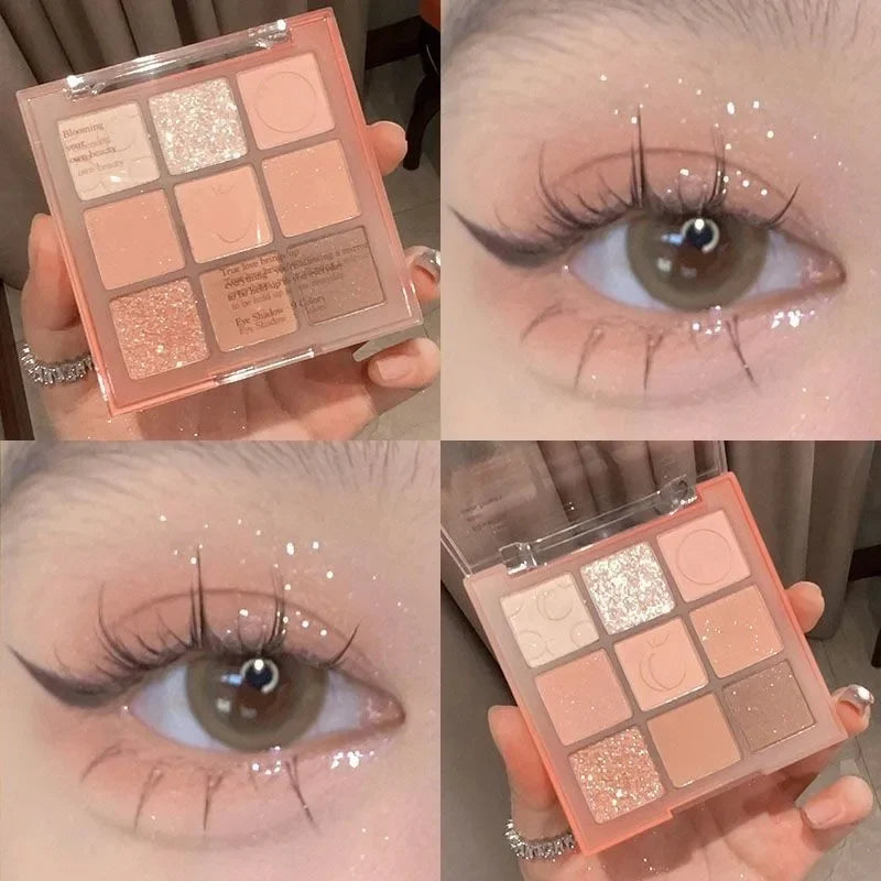 9-Color Eye Shadow Palette Glitter Pearly Eyeshadow Palette Nude Long Lasting Korean Charming Eyes Make Up Palette Cosmetics