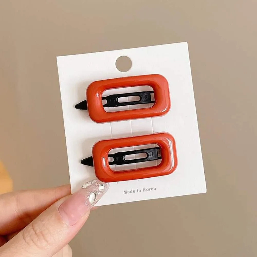 1Pair Korean Style Hair Clips Simple All Match Light Weight Hairgrips Morandi Color Square Hair Barrettes Hair Accessories
