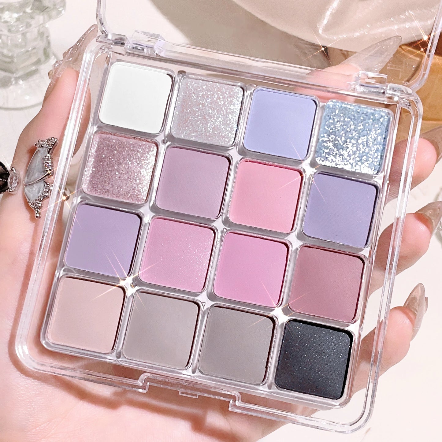 Korean Sunset Eyeshadow Palette – 16-Color Matte & Shimmer Magic Palette