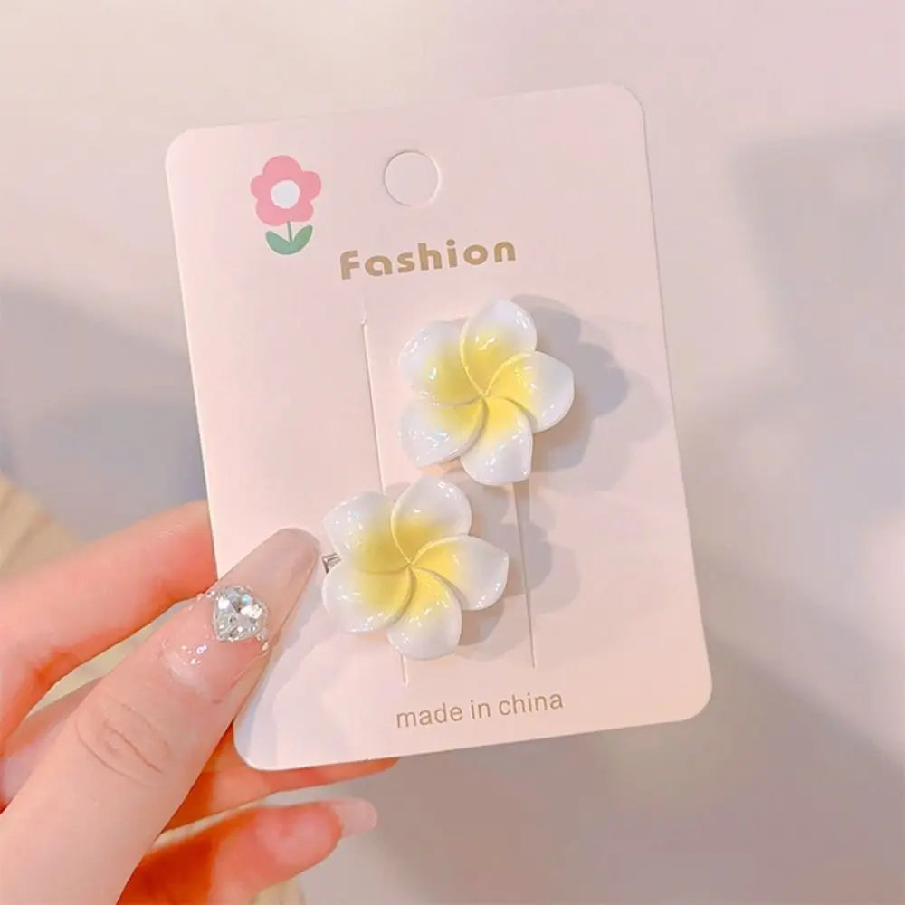 Hair Rope Plumeria Flower Hair Clip Hair Clip Hair Accessories Egg Flower BB Clip Traditional Mini Hair Claw Flower Barrette
