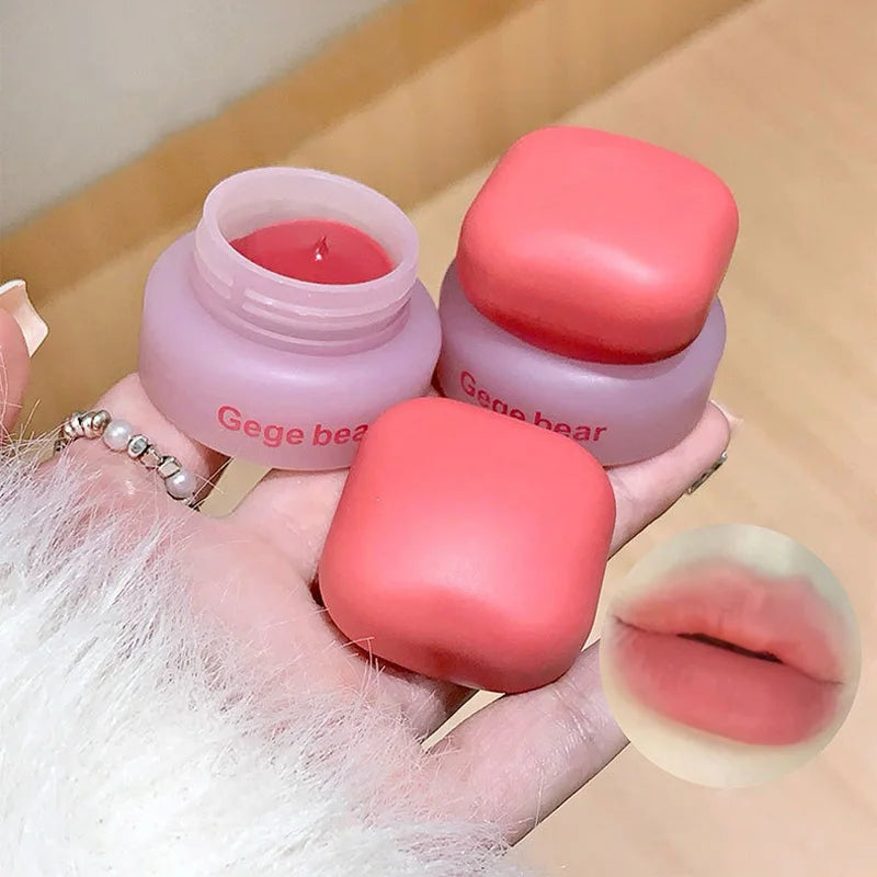 Matte Velvet Mist Cheek Lip Mud Natural Nude Multi-purpose Blush Orange Brown Solid Lip Gloss Tint Lasting Shading Korean Makeup