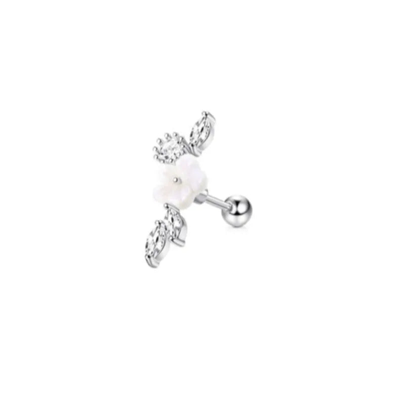 1Pc 16G Stainless Steel Screw Back Stud Earrings for Women Men, Fashion Cubic Zerconia Cartilage Conch Helix Ear Piercing Jewels