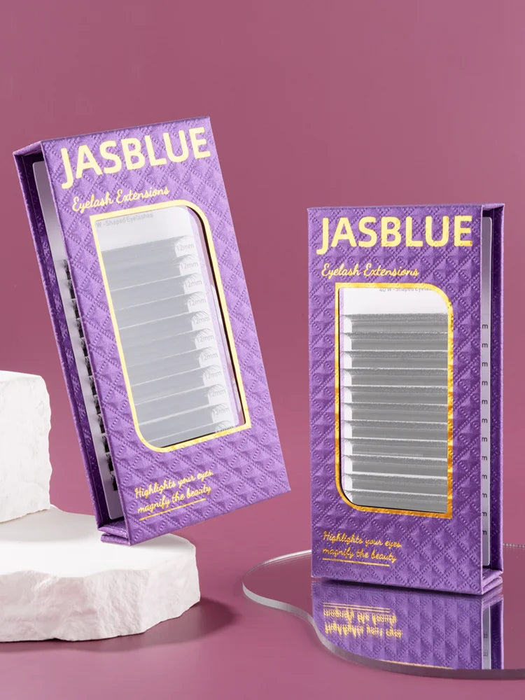 JASBLUE 4D W Shaped Eyelash Extension Premade Fans Natural Soft Light Individual Lashes 12 Lows False Eyelash CD Curl