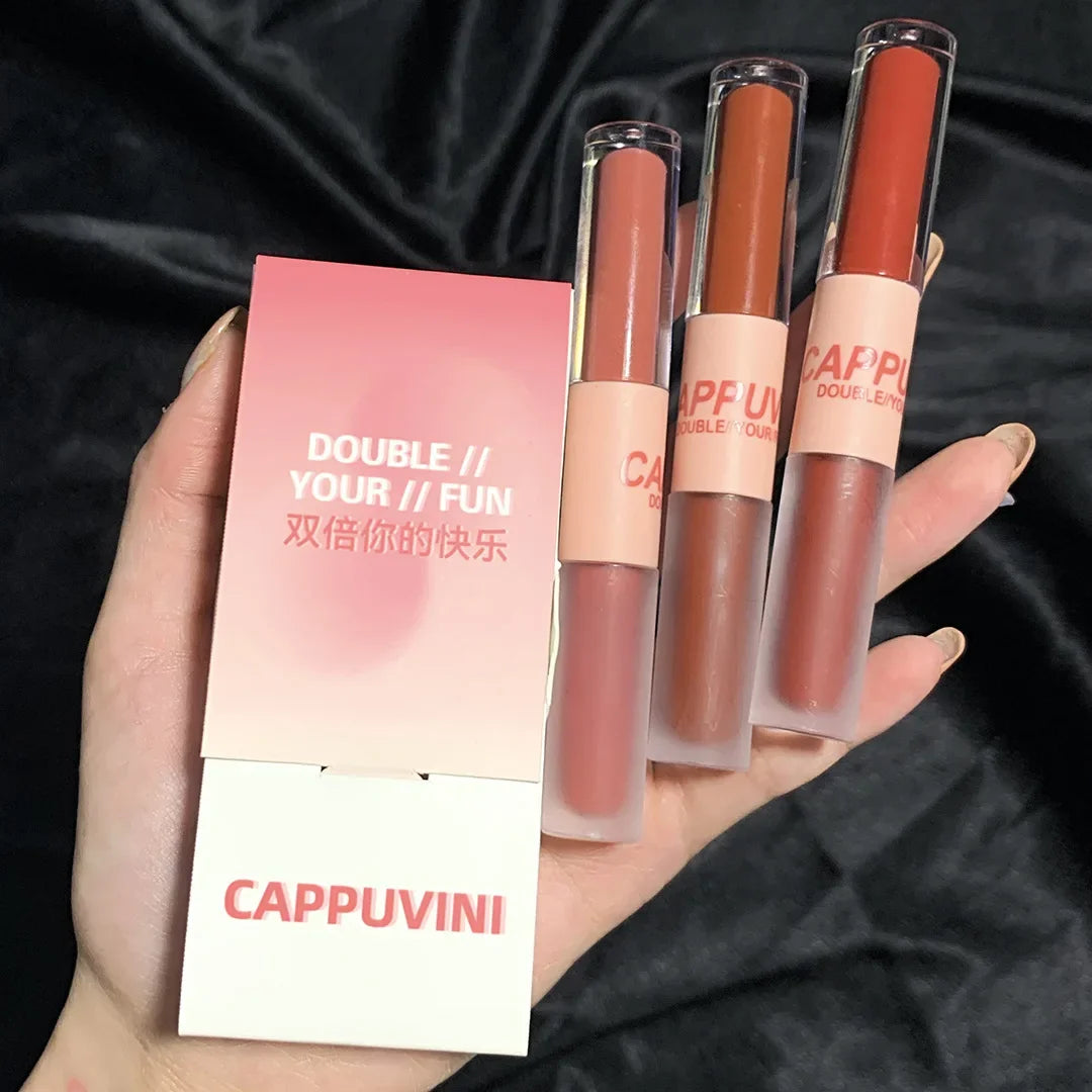 2-in-1 Matte Lipstick – Double Headed Lip Glaze, Moisturizing & Sweatproof