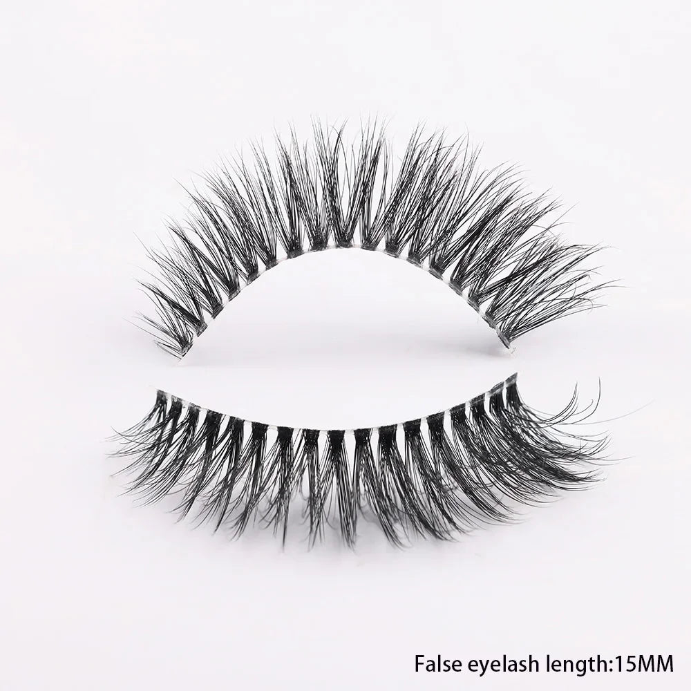 Clear Band Eyelashes Natural Fluffy 3D Mink Lashes D Curl  Volume Wispy False Eyelashes With Clear Band Soft  Reusable Lashes