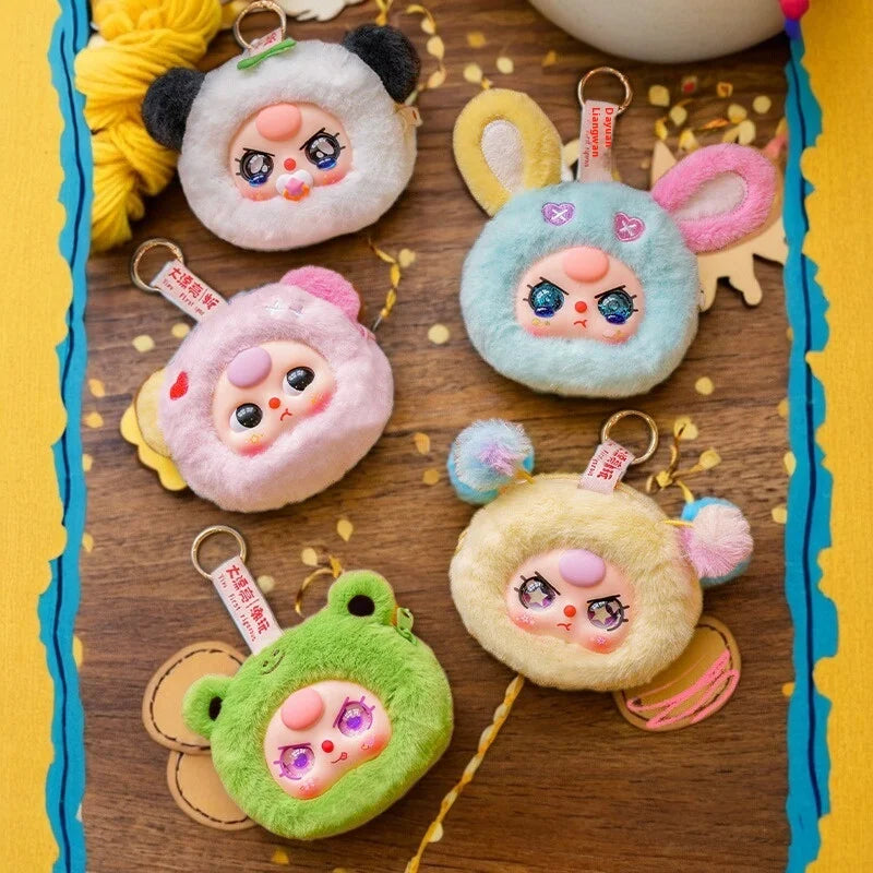 Baby Three Storage Pouches Vinyl Plush Blind Box Trendy Toy Cute Bag Charm Decorative Accessories Keychain Girl Surprise Gift