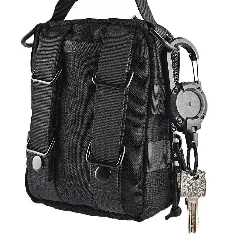 Retractable Heavy Duty Pull Reel Carabiner Key Chains Strong Steel Wire Rope Buckle Spring Key Ring Outdoor Sporty Keychain Tool
