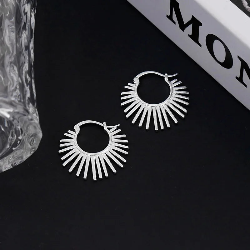 VENTFILLE 925 Sterling Silver Star & Moon Hoop Earrings for Women