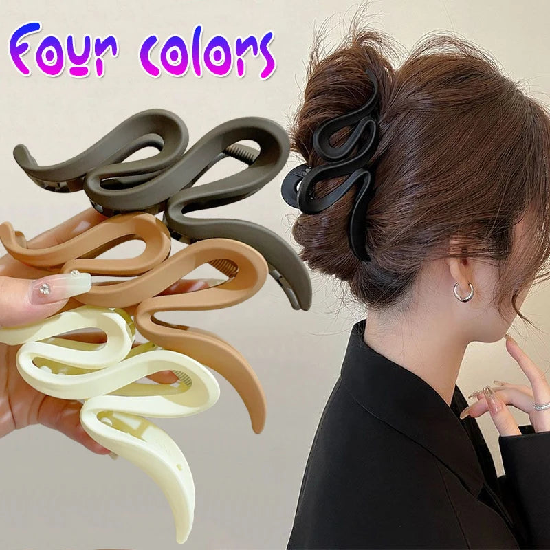 13cm Acrylic Hair Clips For Women Hairpin Matte Wave Hair Claw Clip Hair Accessories Girls Headwear 4 Colors New