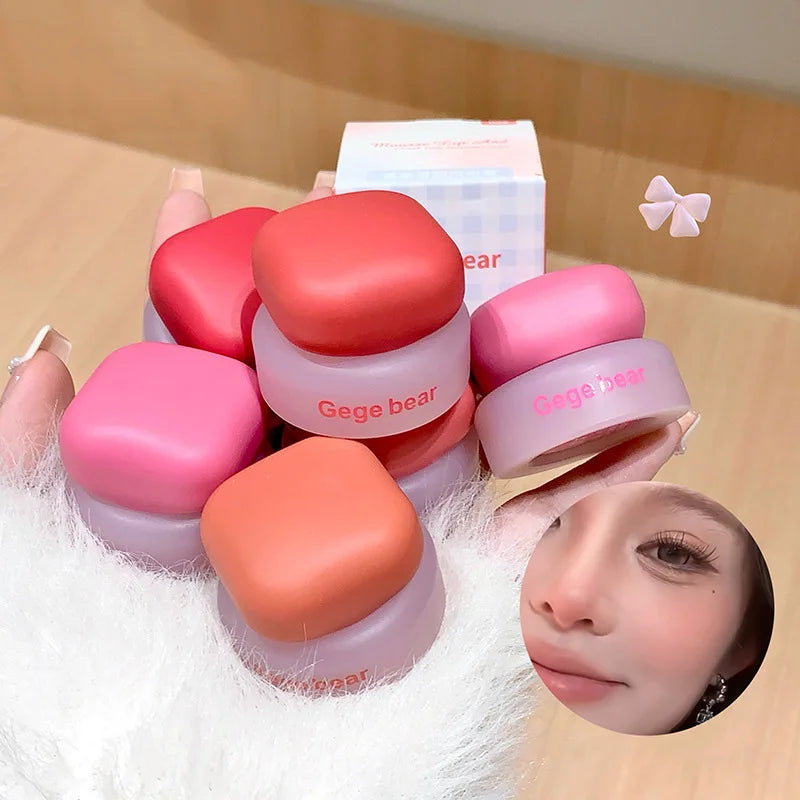 Matte Velvet Mist Cheek Lip Mud Natural Nude Multi-purpose Blush Orange Brown Solid Lip Gloss Tint Lasting Shading Korean Makeup