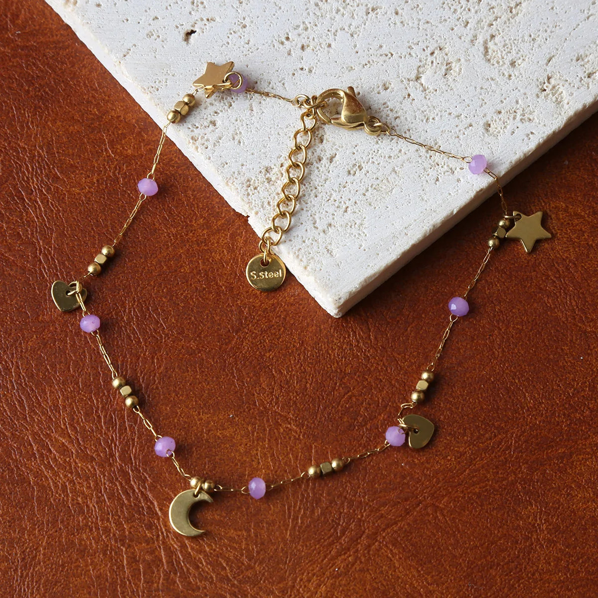 Anklets for Women Summer Beach Accessories Stainless Steel Stone Bead Chain Anklet Gold Color Leg Bracelets Bodychain Gifts