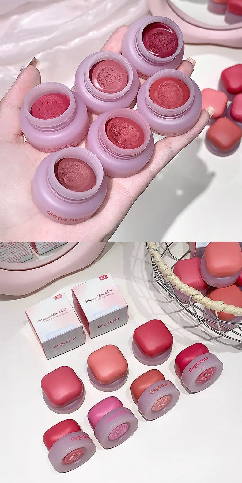 Matte Velvet Mist Cheek Lip Mud Natural Nude Multi-purpose Blush Orange Brown Solid Lip Gloss Tint Lasting Shading Korean Makeup