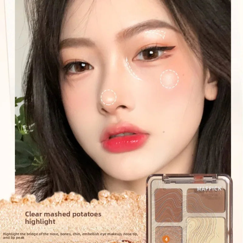 4-color Matte Highlighter Contour Palette Long Lasting 3D Sculpting Brightening Face Makeup Kit Portable Eyeshadow