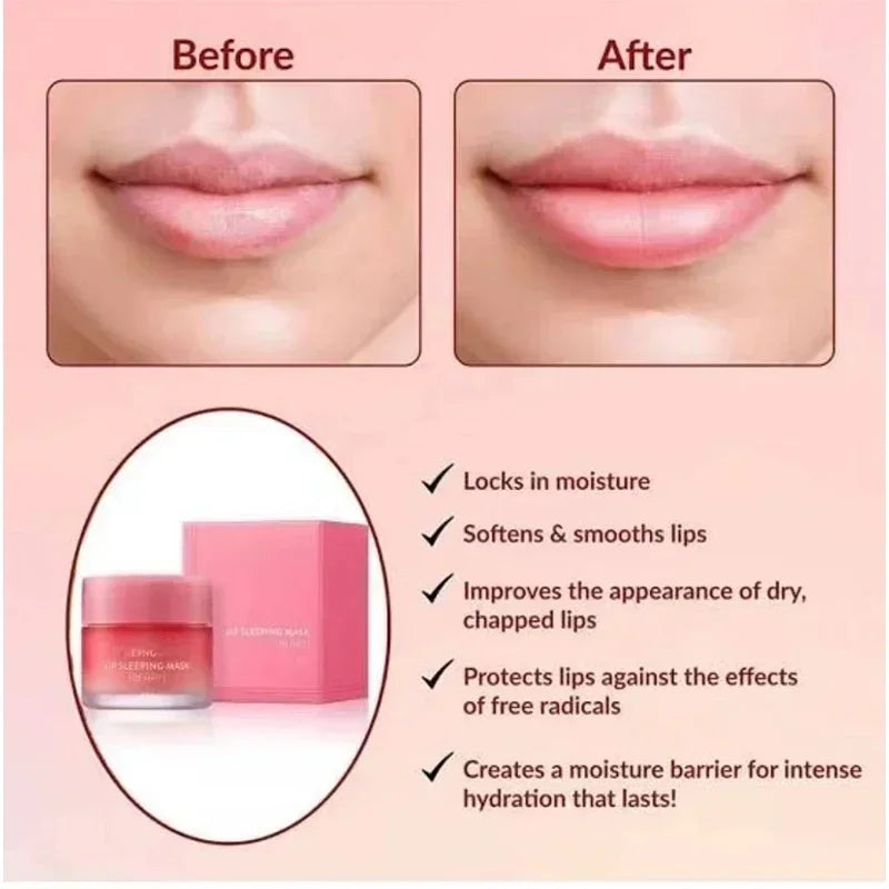 20g Korean Berry Lip Sleeping Mask Night Sleep Maintenance Moisturizing Fade Lip Lines Nourishing 8gx4 Lip Balm Skin 3g Sampls