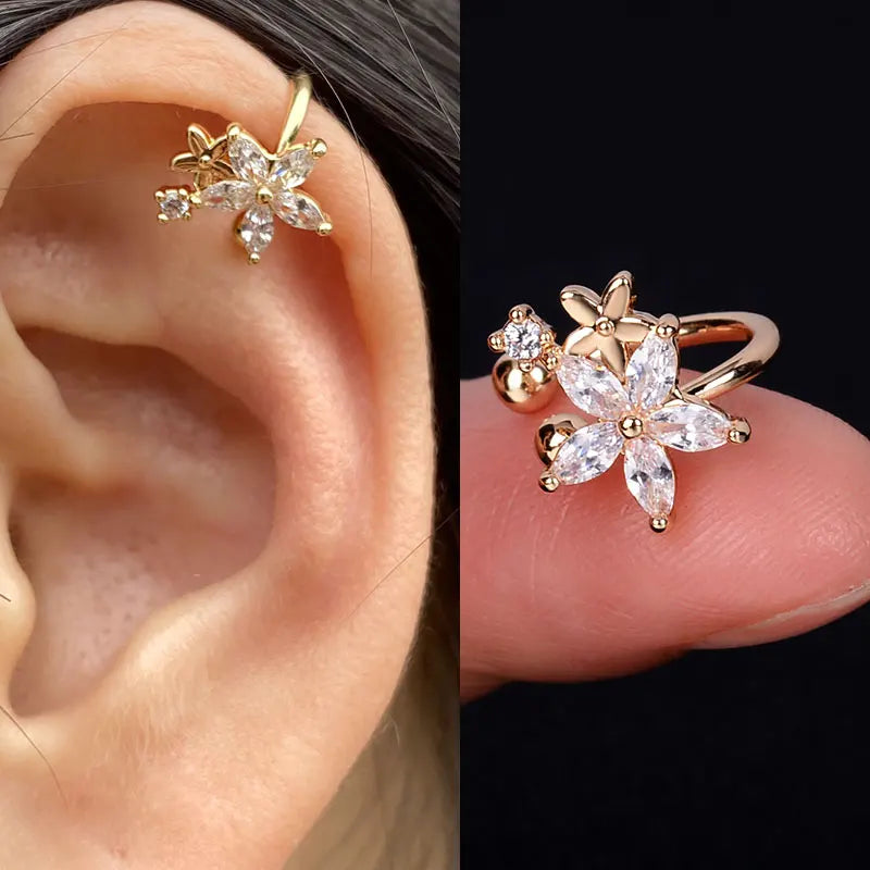 1Piece Helix Cartilage Conch Fake Without Hole Piercing Ear Cuffs Earcuff Wrap Rock Earring Non Piercing Women Clip Adjustable