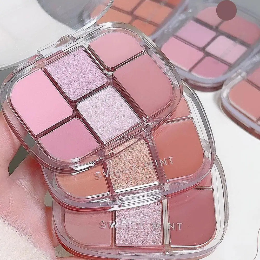 6-Color Pink Eyeshadow Palette – Matte, Shimmer & Silkworm Brightening