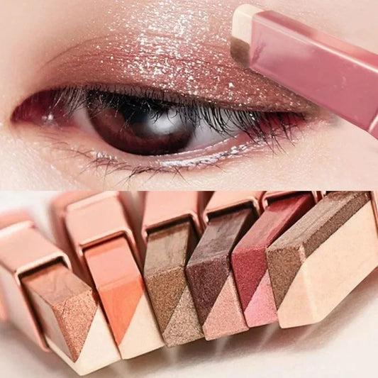 Two Color Gradient Pearly Highlighter Eye Shadow Stick Three Dimensional Natural Without Taking Off Waterproof eyes Makeup girl