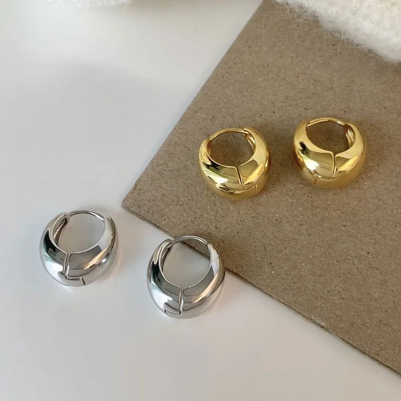 Vintage Chunky Stainless Steel Hoop Earrings For Women Fashion Simple Round Circle Simple Earrings Party Jewelry Holiday Gifts