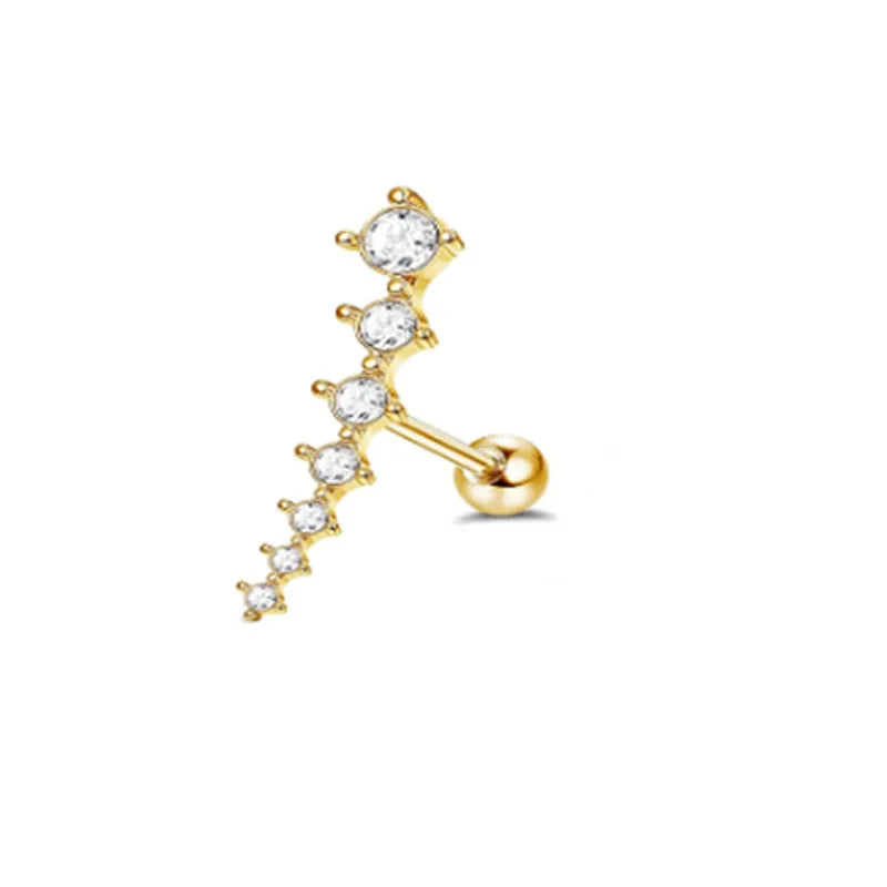 1Pc 16G Stainless Steel Screw Back Stud Earrings for Women Men, Fashion Cubic Zerconia Cartilage Conch Helix Ear Piercing Jewels