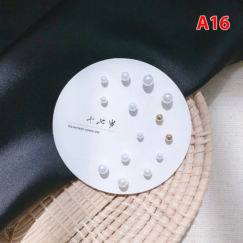 7pair Korean Fashion Small Geometric Female Earrings Set Multiple Pairs of Butterfly Cute Stud Earrings Jewelry