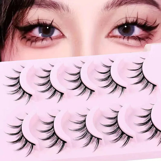Manga Lashes 5 Pairs Anime Cosplay Faux Mink Lashes Korean Natural short Full Strip Lashes Clear Band Soft Eyelash Extension Hot