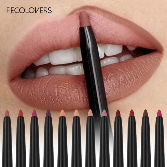 Matte Red Lipliner & Lipstick Pencil – Waterproof, Moisturizing, 12 Shades