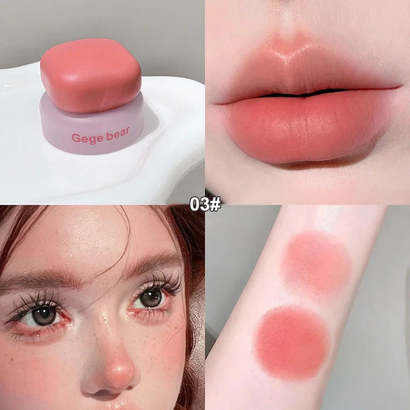 Matte Velvet Mist Cheek Lip Mud Natural Nude Multi-purpose Blush Orange Brown Solid Lip Gloss Tint Lasting Shading Korean Makeup
