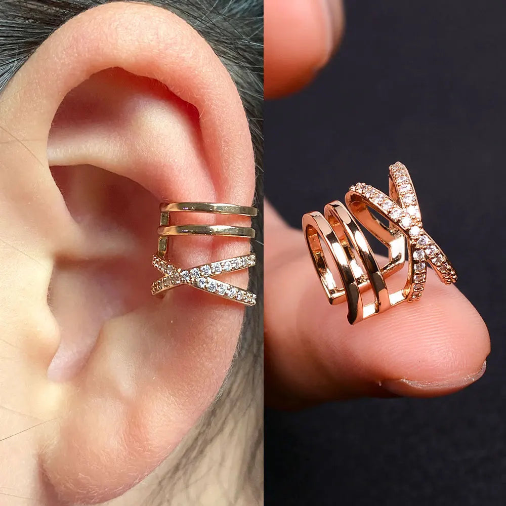 1Piece Helix Cartilage Conch Fake Without Hole Piercing Ear Cuffs Earcuff Wrap Rock Earring Non Piercing Women Clip Adjustable