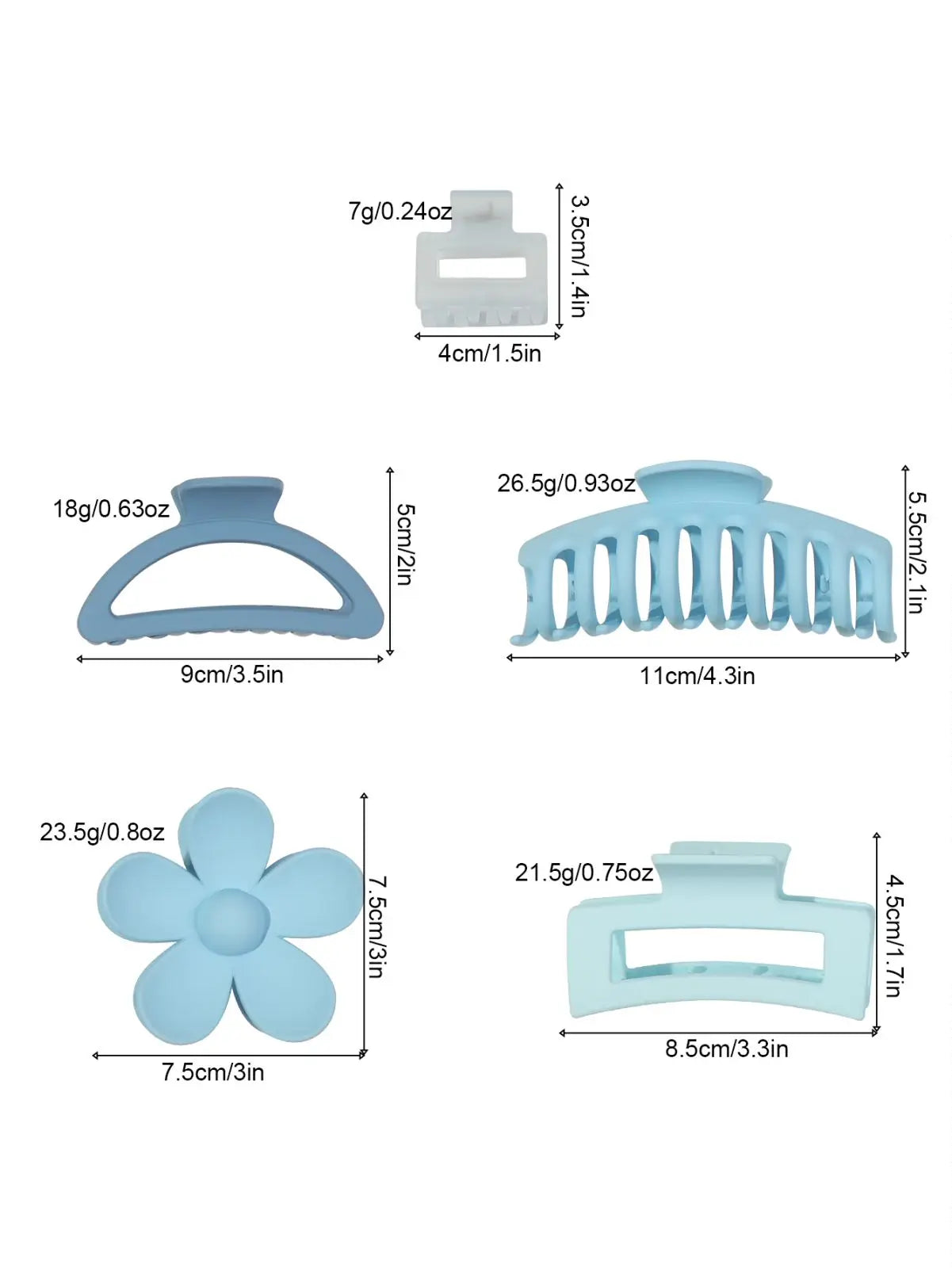 5 Pcs Mixed Colors And Shapes Big Hair Claw Clips for Women Girls Thin Thick Curly Hair, Strong Hold Jaw Clips.