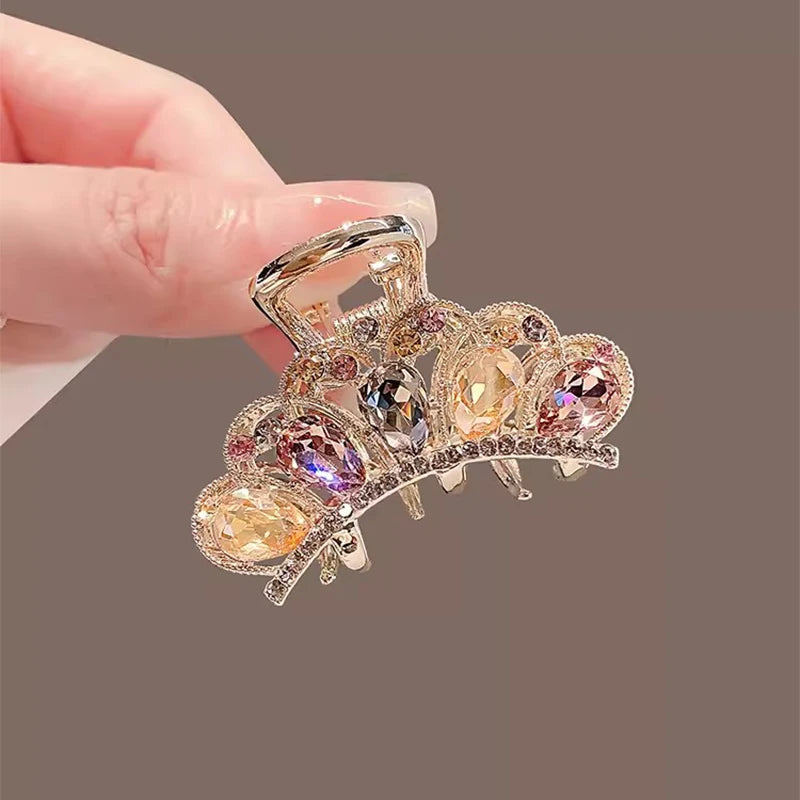 New Popular Hair Clips For Women Girls Crown Crab Clips Ponytail Hairpin Summer Elegant Shining Hair Accessories Jewelry