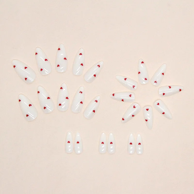 24 PCs Long Almond Shaped Fake Nails +1 Nail File +1 Piece of Jelly Glue