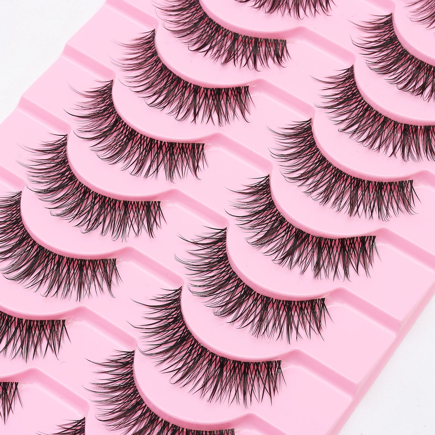 DINGSEN 10Pairs Clear Band Anime Natural False Eyelashes Manga Lashes False Eyelashes Korean Makeup Wholesale Fake Eyelashes