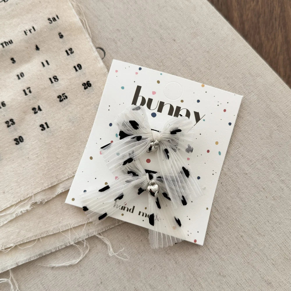 Cartoon Bear Cute Hairpins Baby Girl Black White Lace Barrettes Hair Clips Kawaii Bow Pearl Hair Clips for Kids Hair Accessories