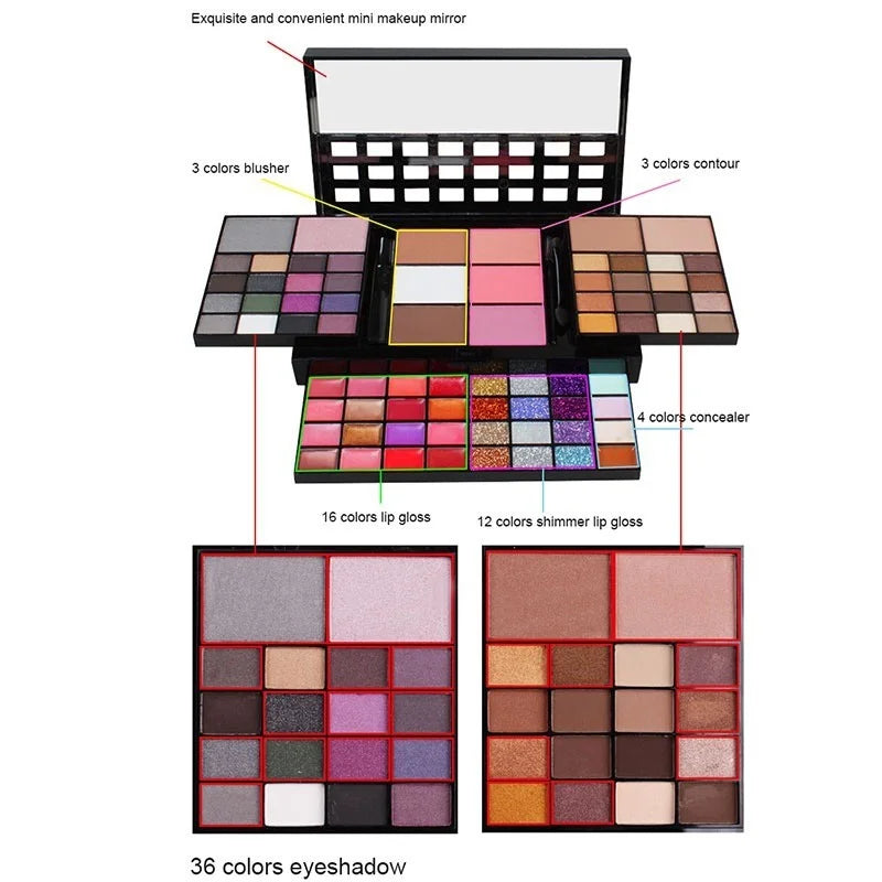 Large Multi-Color Eyeshadow Palette – 40/74/78 Shades Matte & Shimmer