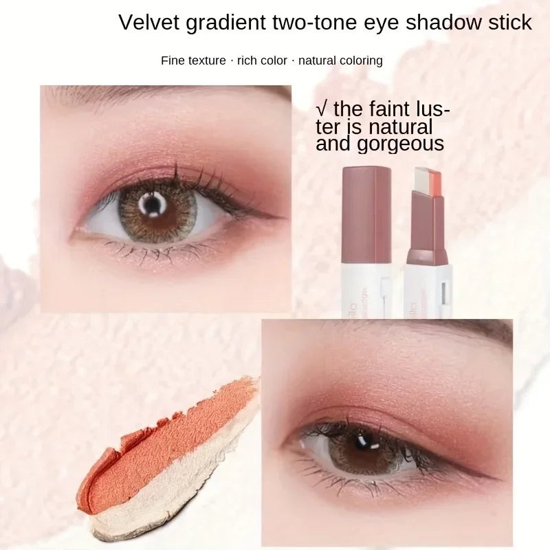 Two Color Gradient Pearly Highlighter Eye Shadow Stick Three Dimensional Natural Without Taking Off Waterproof eyes Makeup girl