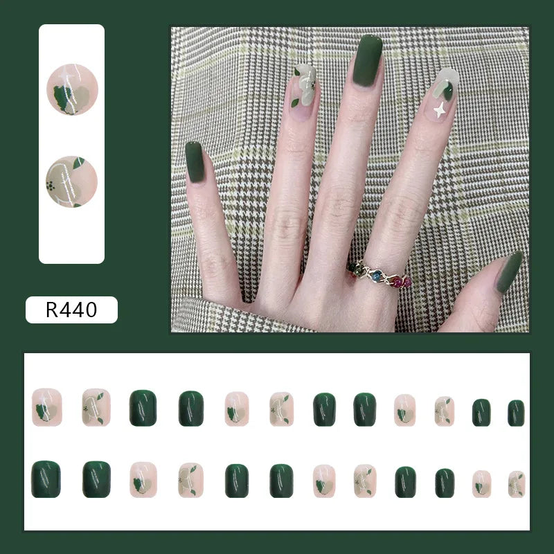 24PCS/Box 2022New Artificial Nails With Glue Milky White Pink Gradients Long Ballet Full Cover Acrylic Nail Stick Fake Nail Tips